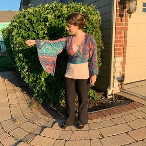 Sari Silk Wrap Top, NWT, One Size Fits Most S-L, Handmade in India